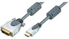 HDMI- auf DVI-D Kabel, Metallstecker, vergoldet, 3 m