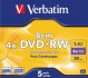 Verbatim Speichermedien DVD+RW 1,46GB 4X 8CM 5er JC